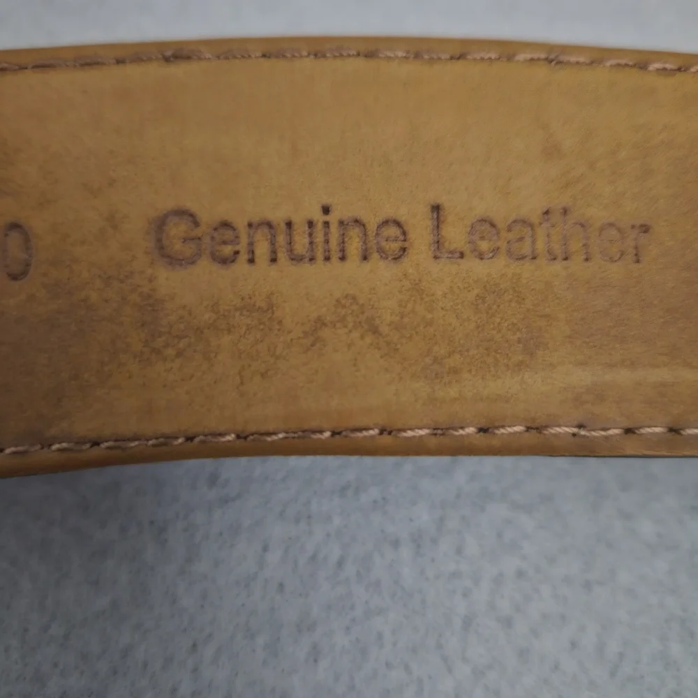Greg Norman‎ Men's Brown Blue Croco Print Leather Belt Sz 42
